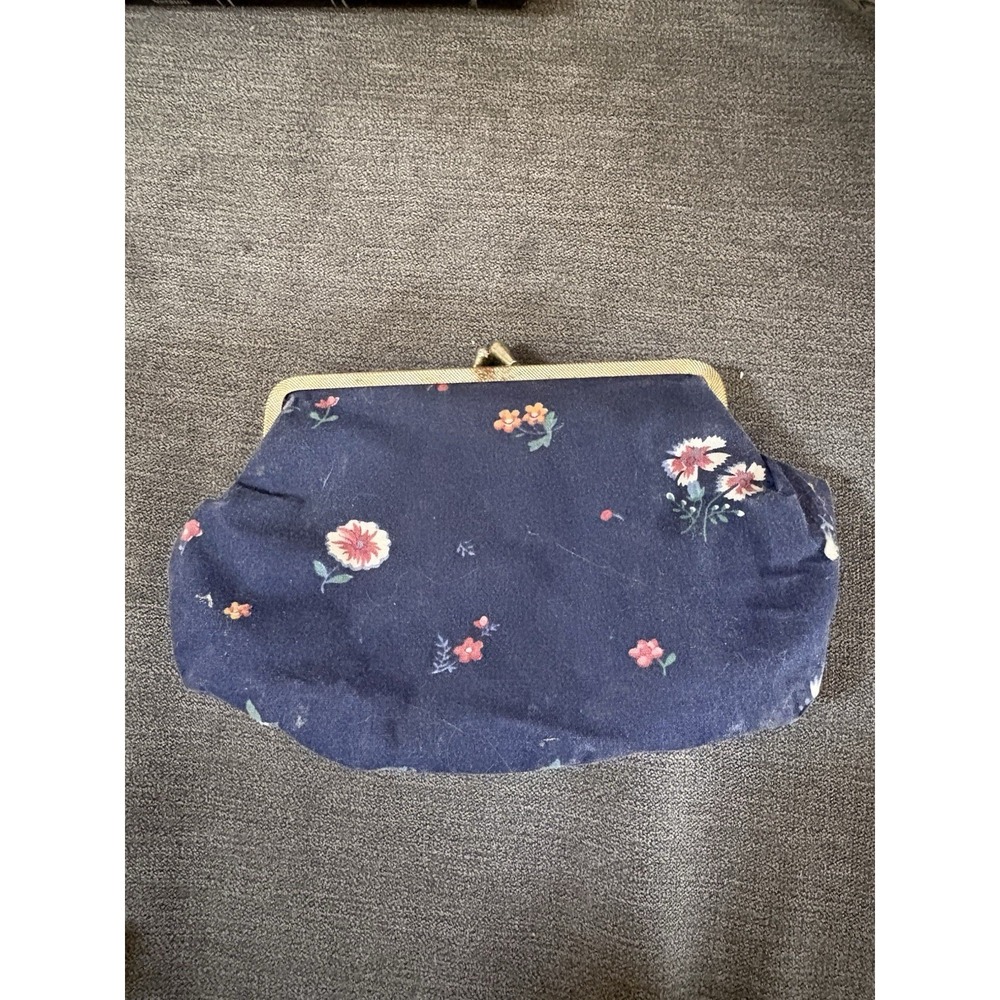 Vintage Cotton Floral Kisslock Twist Lock Clutch Cottagecore